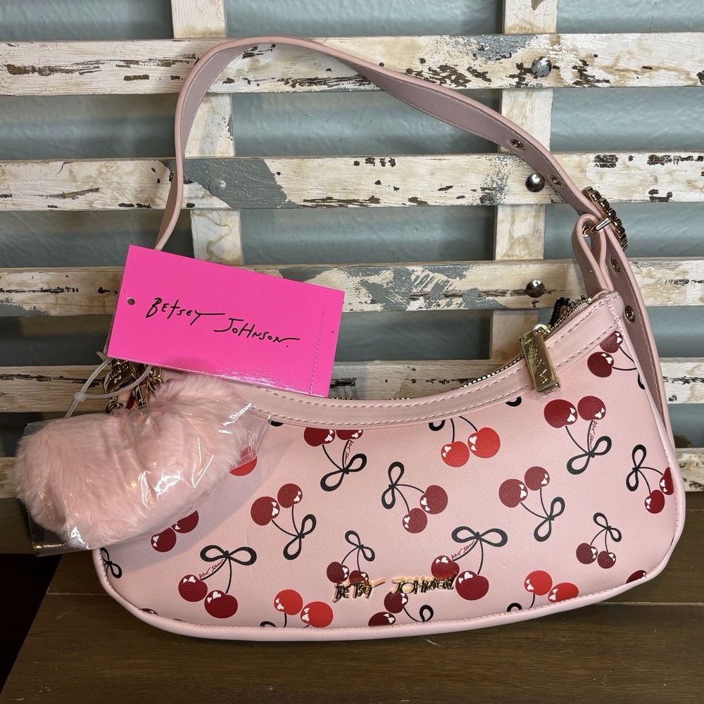 NWT Betsey Johnson Dane Shoulder Bag - Sweet Cherries On‎ Pink